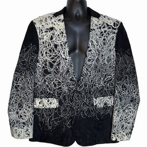 MENS UNIQUE TEXTILE ART TO WEAR BLAZER TEXTURED OMBRE ABSTRACT SIZE 44 R L